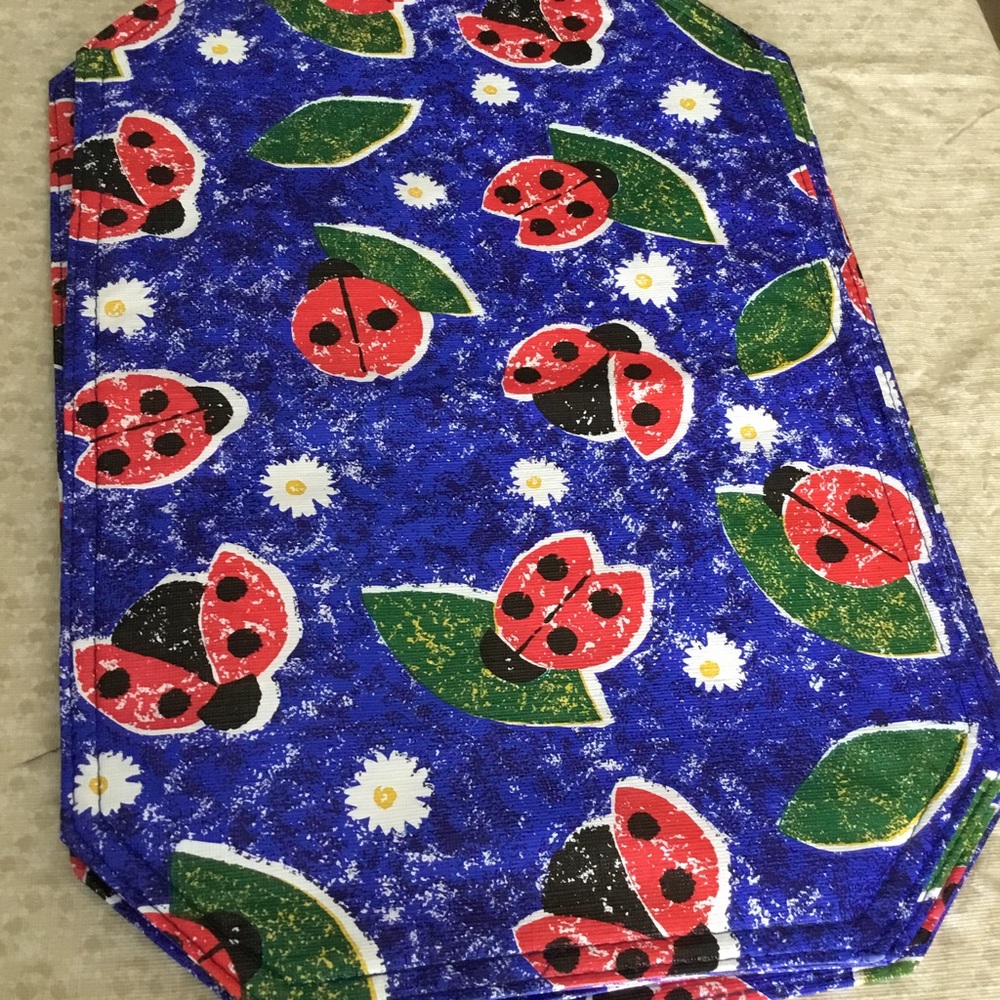 Set of 6 Vintage Cecil Saydah Ladybug Placemats